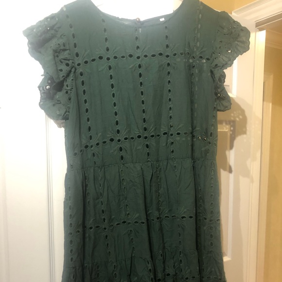 Hollow out ruched  A-line  mini dress with ruffle sleeve - Picture 1 of 5